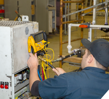 Technical Hot and Cold Technician Repairing a Chiller