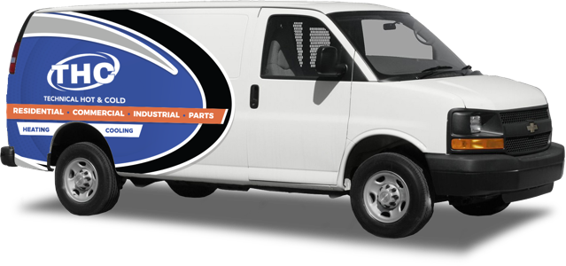 The Technical Hot and Cold van with our blue and orange colors